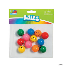 SMILE FACE 1" BOUNCING BALL  - 12 PACK