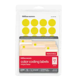 COLOR CODING STICKER:  3/4", ROUND YELLOW - 1008 PACK