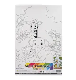 CANVAS PAINTING SET- SAFARI ANIMALS 7.5"X11.4" WITH PAINT AND BRUSH