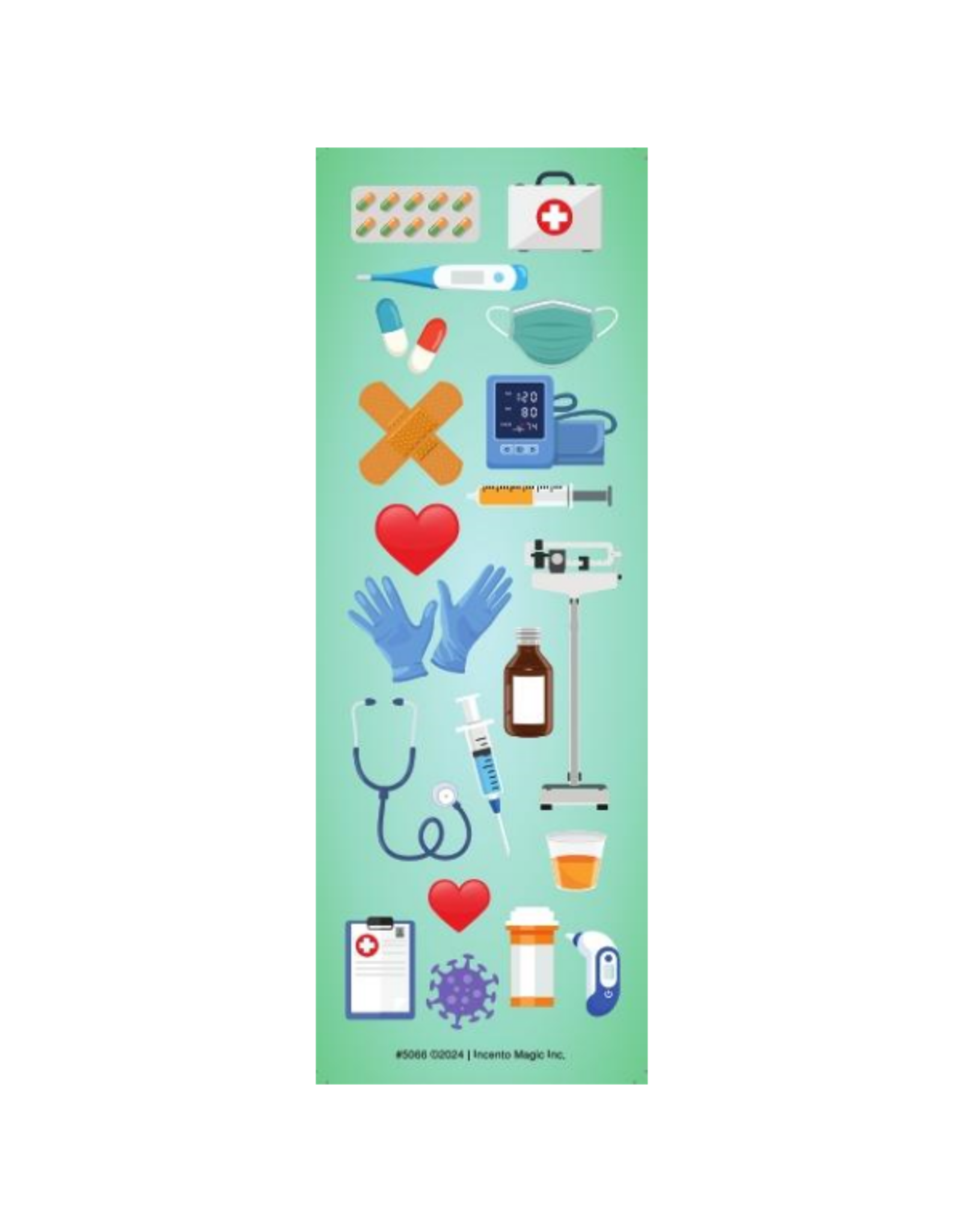 incento magic STICKERS - DIE-CUT HEALTH THEMED - 20 STICKERS PER SHEET - 6 SHEETS