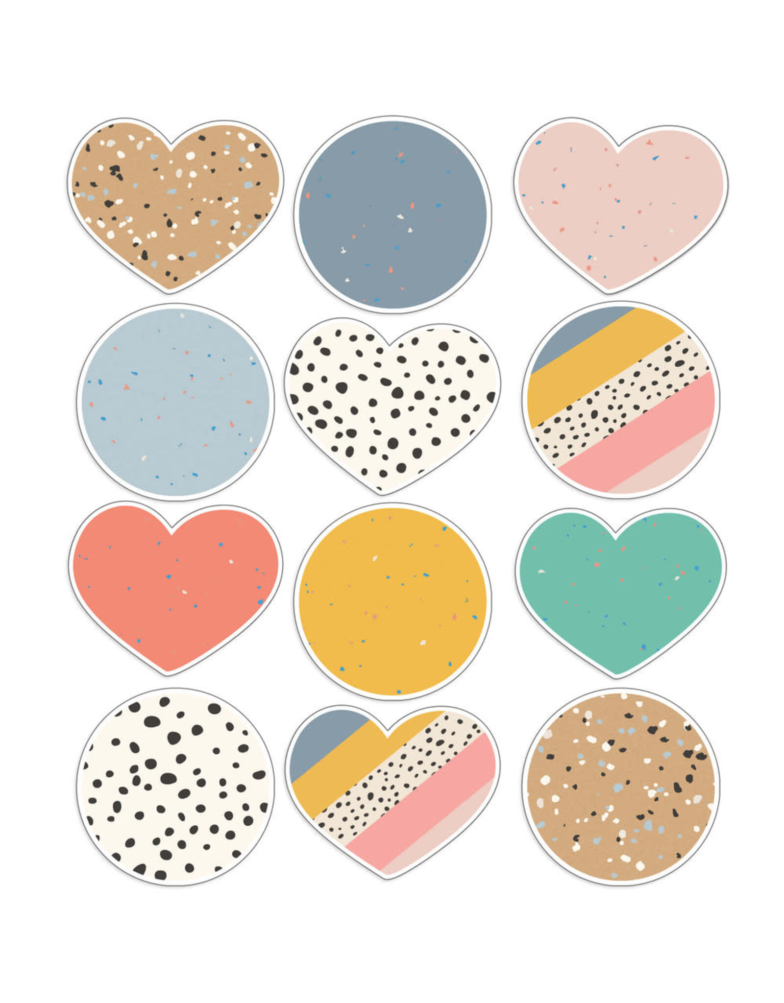 CUT OUTS:  JUMBO HEARTS AND DOTS ASSORTED 12"X12"  - 12 PACK