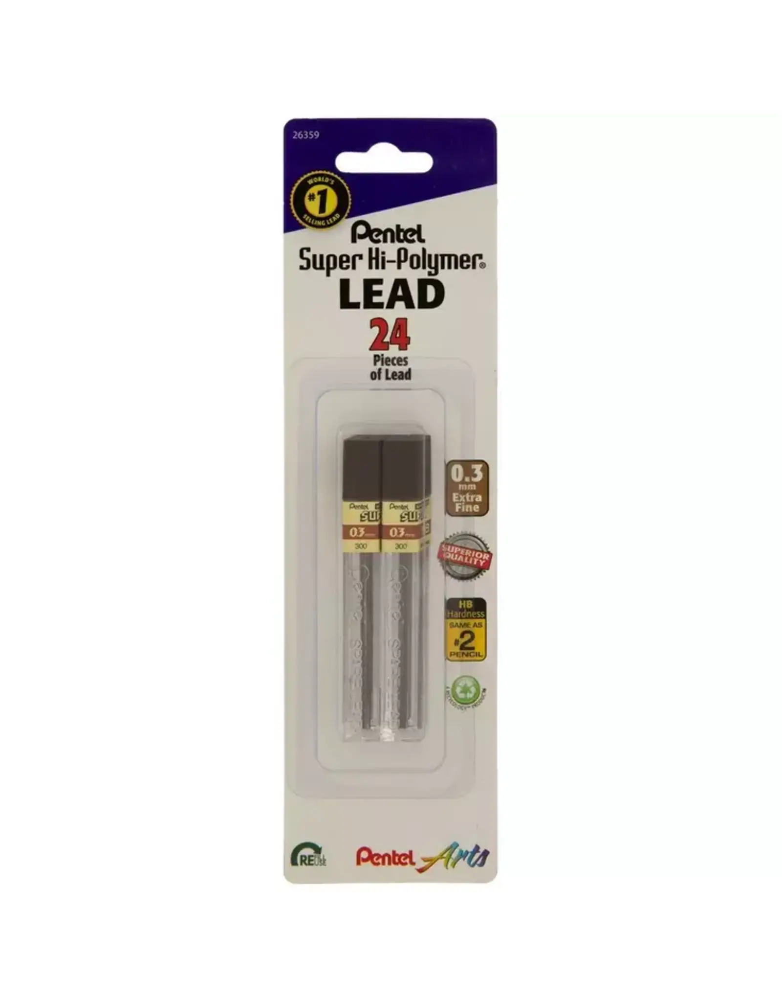 PENTEL LEAD REFILLS: 0.3mm, HB - 24 PACK