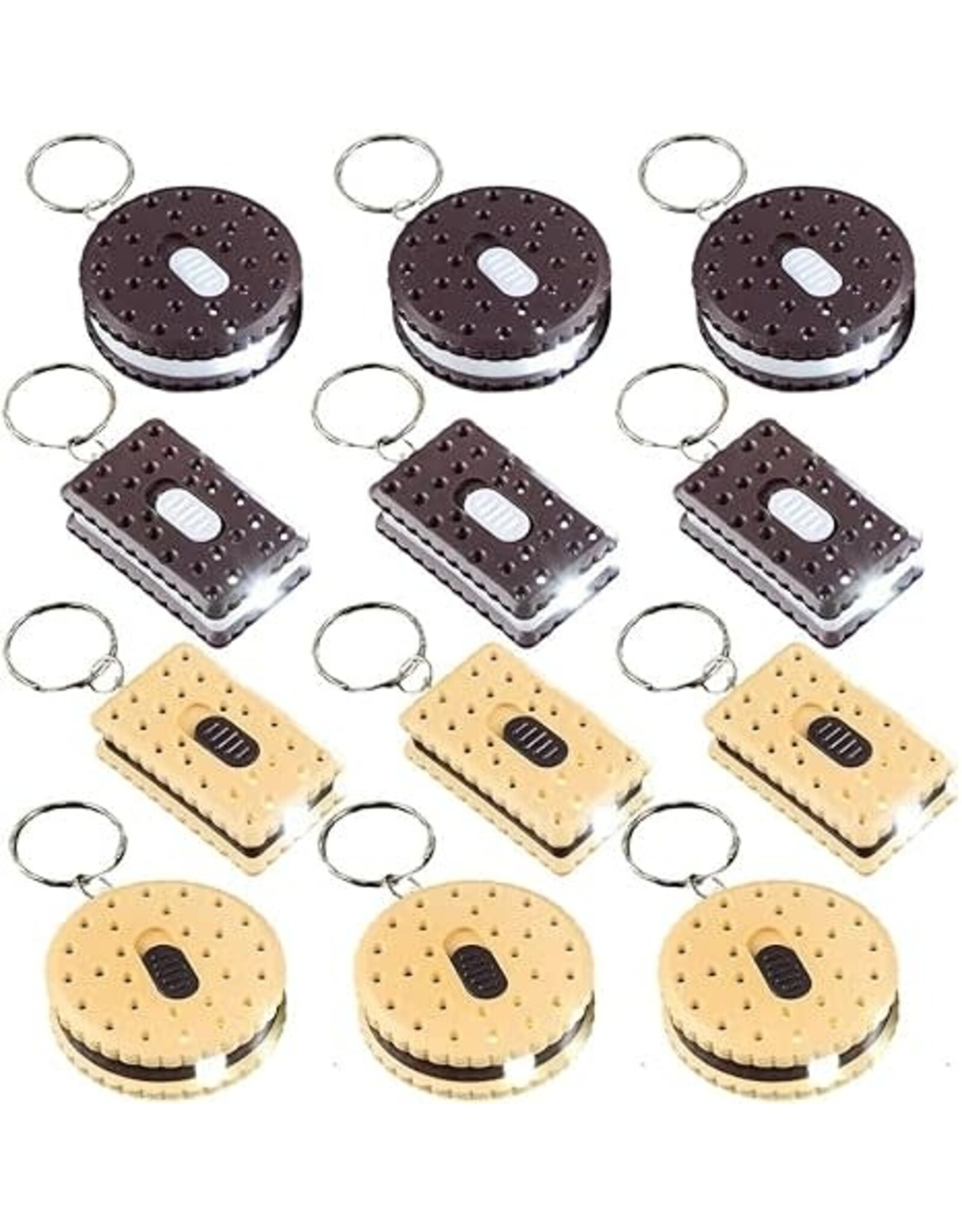 KEYCHAIN: 1.75" COOKIE  FLASHLIGHT  12 PACK
