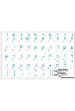 STICKERS: HEBREW  KEYBOARD BLUE ON CLEAR