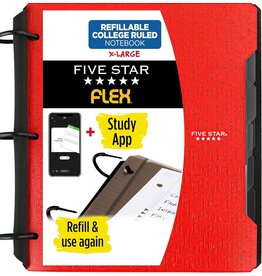 FIVE STAR 1.5" FLEX REFILLABLE NOTEBOOK WITH POCKETS,DIVIDERS, & PAPER- RED