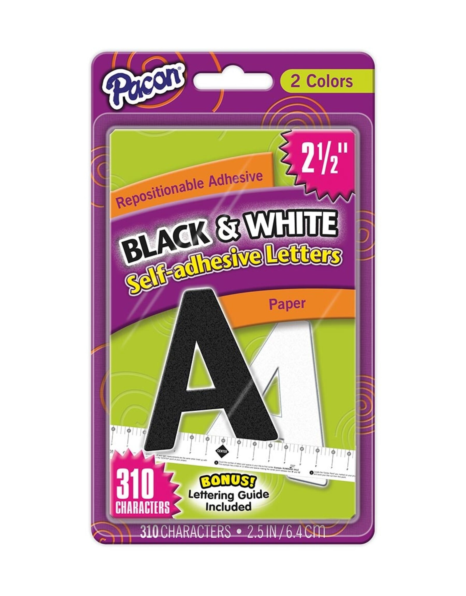 REPOSITIONABLE LETTERS:  BLACK AND WHITE  2.5" - 310 PACK