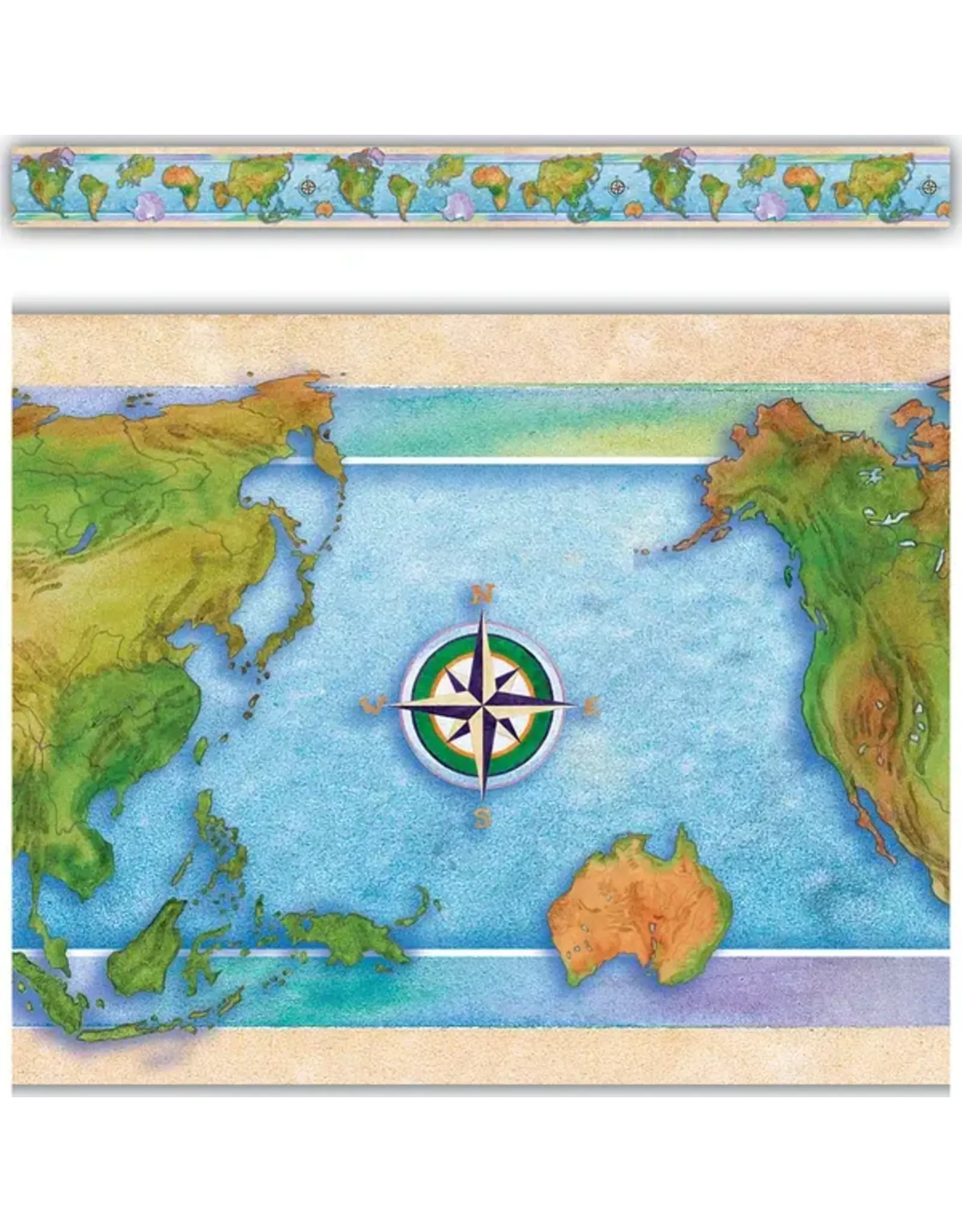 STRAIGHT  BORDERS WORLD CONTINENTS - 3"X35'