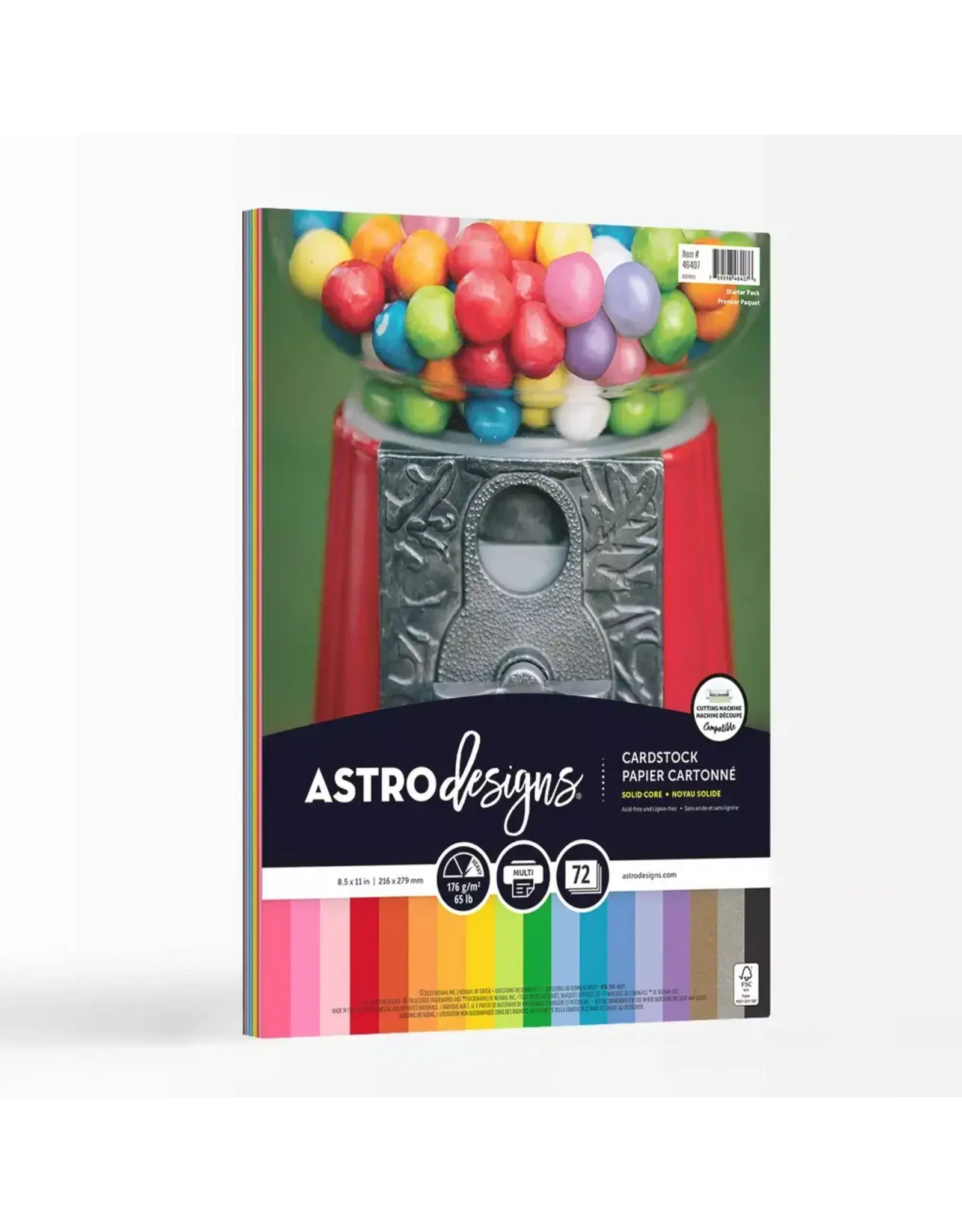 ASTROBRIGHTS CARDSTOCK 65LB 8.5"X11" ASSORTED 18 COLORS - 72 PACK