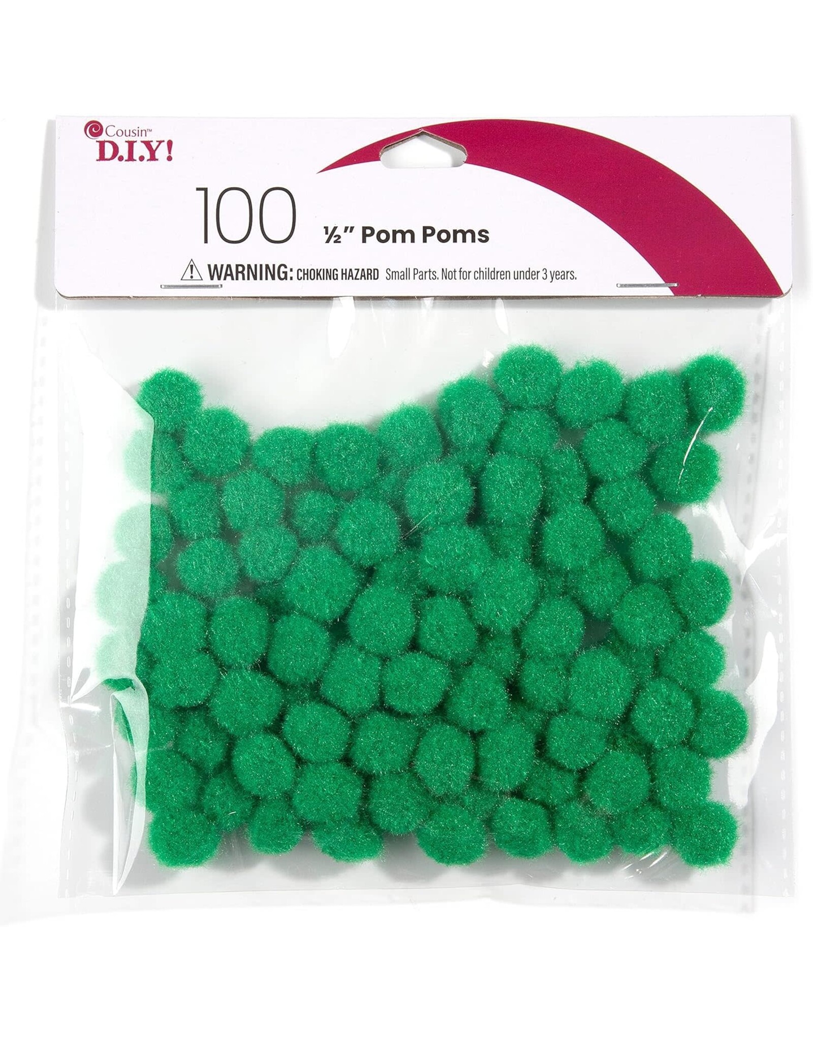 POM POMS: 1/2" HOLIDAY GREEN 100 PACK