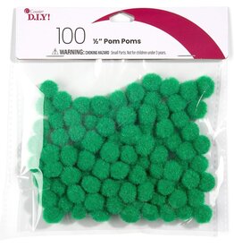 POM POMS: 1/2" HOLIDAY GREEN 100 PACK