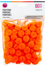 POM POMS: 1" ORANGE 80 PACK
