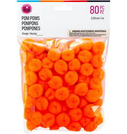 POM POMS: 1" ORANGE 80 PACK