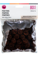 POM POMS: 1" BROWN 80 PACK