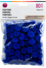 POM POMS: 1" ROYAL BLUE 80 PACK