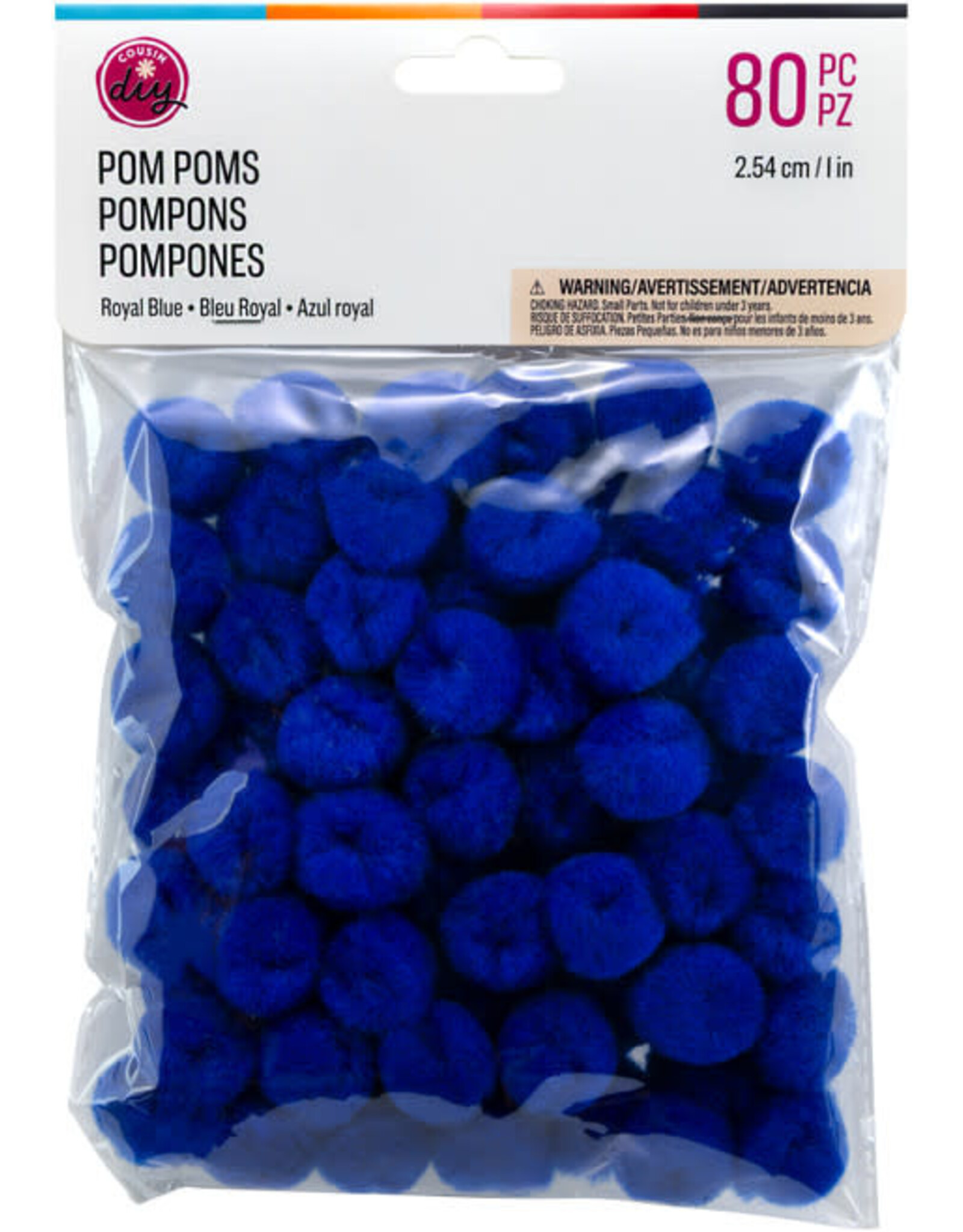 POM POMS: 1" ROYAL BLUE 80 PACK