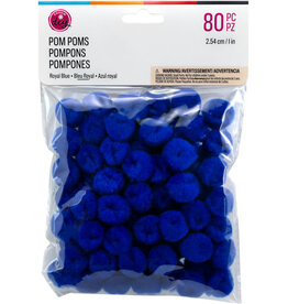 POM POMS: 1" ROYAL BLUE 80 PACK