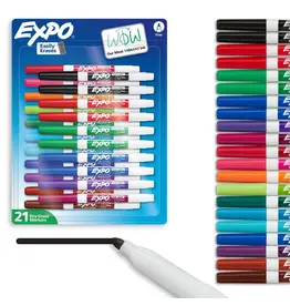 EXPO DRY ERASE MARKER ASSORTED COLORS,  FINE TIP - 21 PACK
