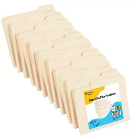 MANILA FOLDERS FILE LETTER 1/3 CUT - 12 PACK