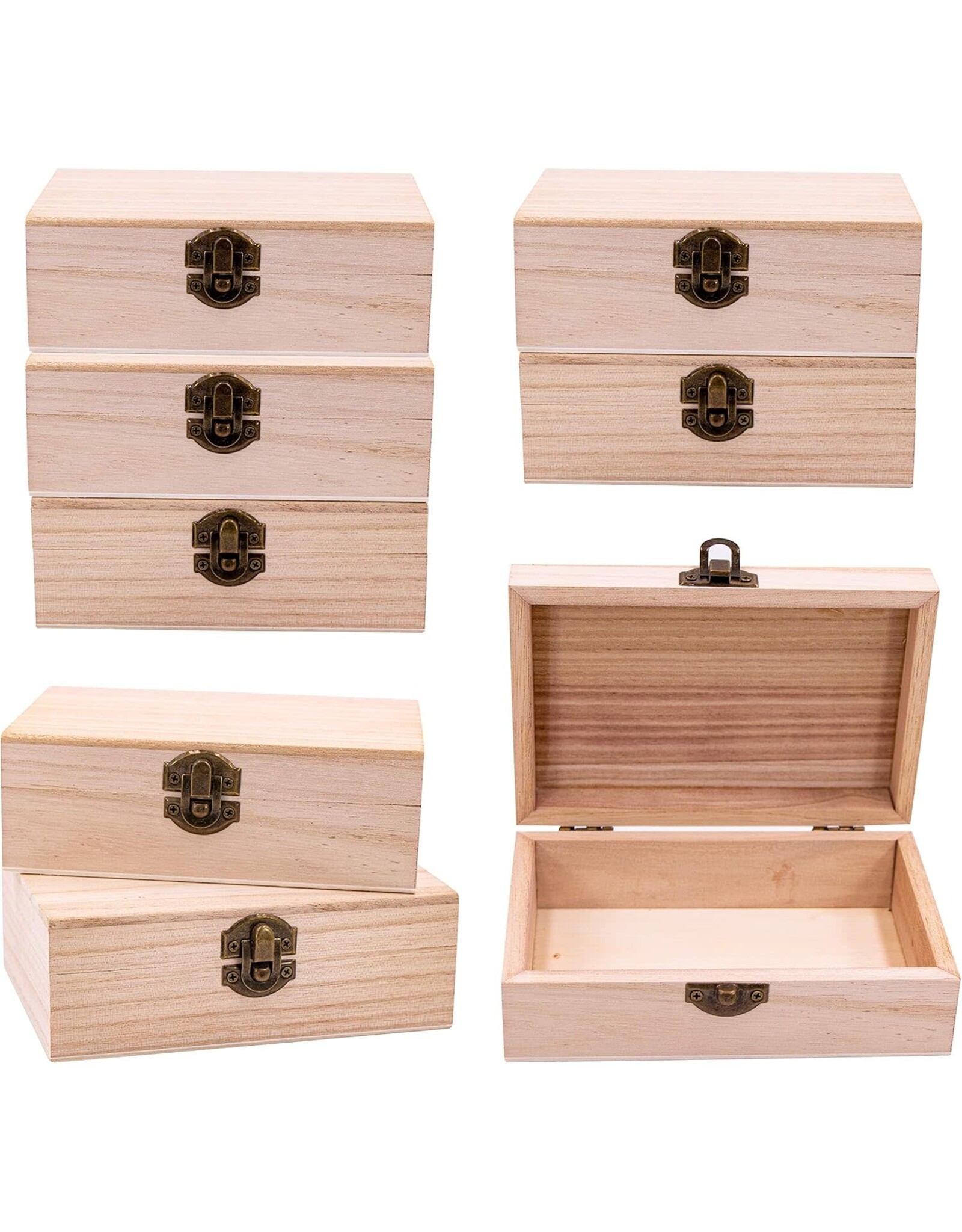 WOOD JEWELRY BOX 5.75"x3.75"x2" - 8 PACK