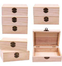 WOOD JEWELRY BOX 5.75"x3.75"x2" - 8 PACK