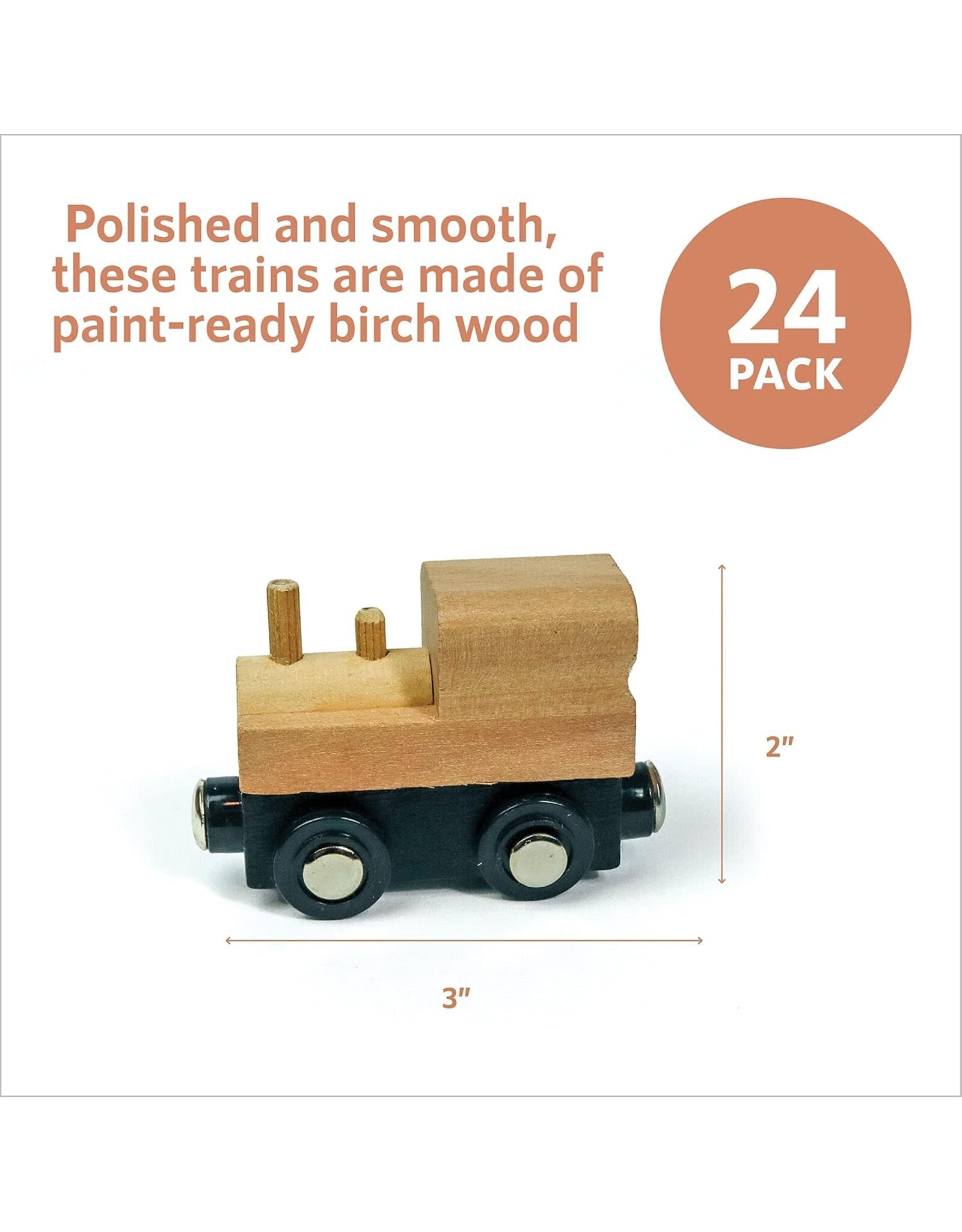 WOOD MAGNETIC TRAIN SET - 24 PACK