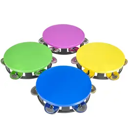 NEON TAMBOURINE PLASTIC 5½" 12 PACK