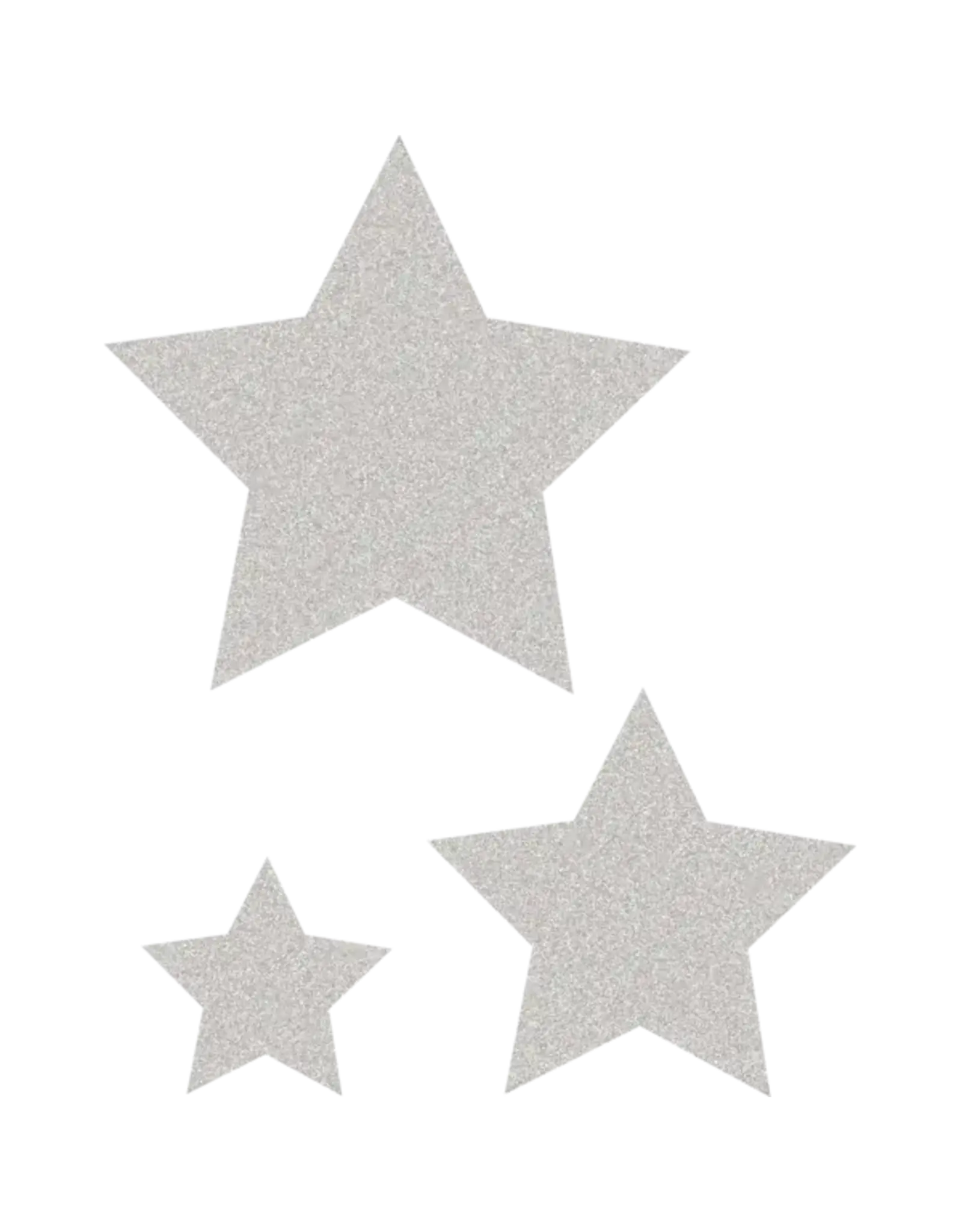 CUT OUTS:  GLITTER STARS ACCENTS SILVER  3 ASSORTED SIZES 30  PACK