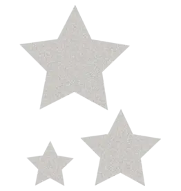 CUT OUTS:  GLITTER STARS ACCENTS SILVER  3 ASSORTED SIZES 30  PACK