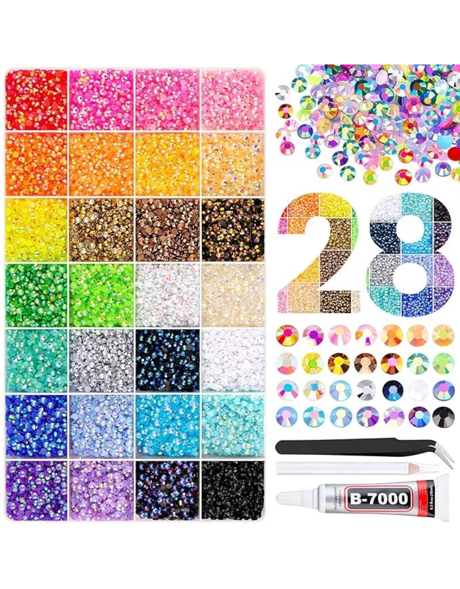 BEDAZZLE RESIN RHINETONE  KIT 28 COLORS 32,000 PIECES