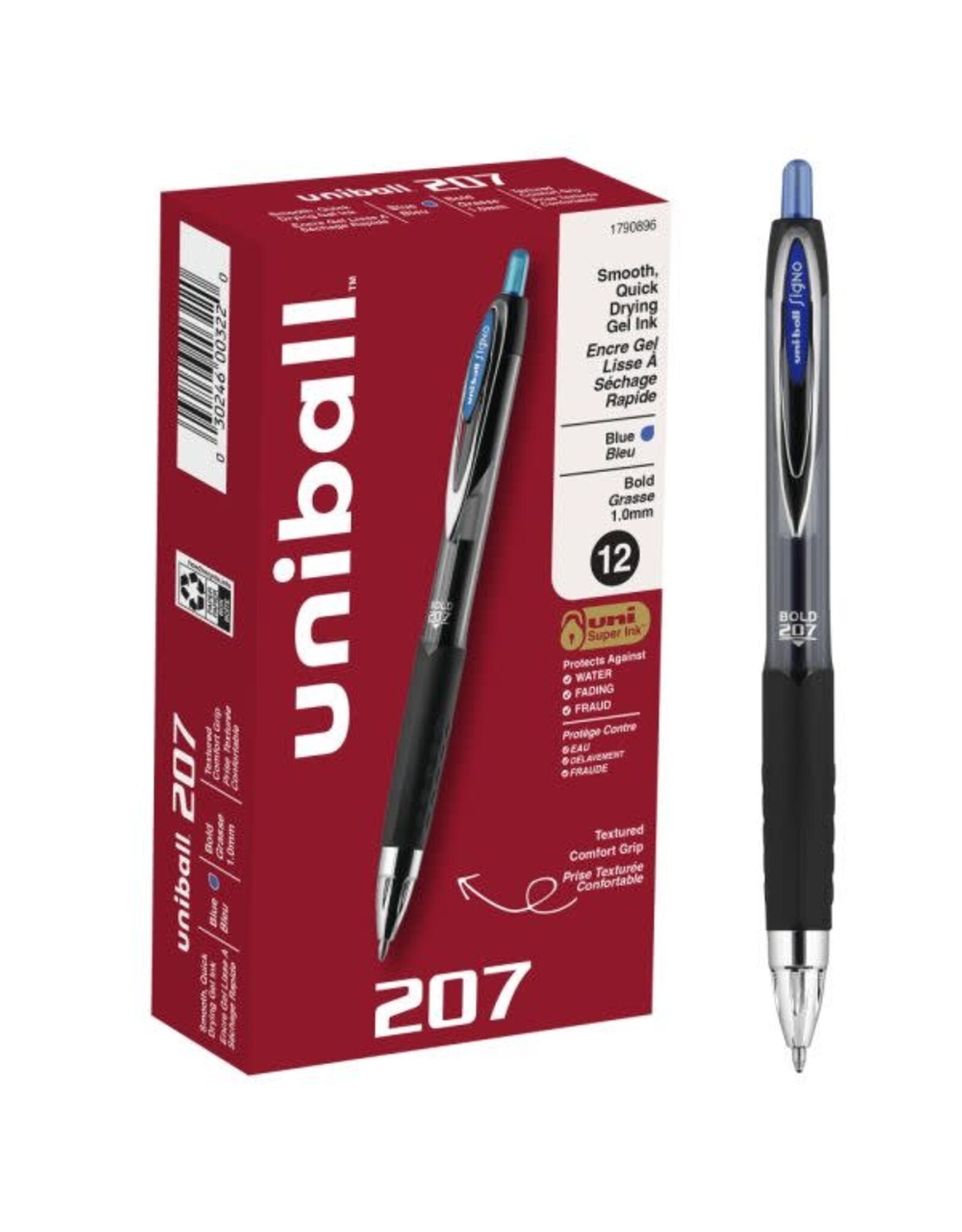 UNIBALL GEL PEN:  207 RETRACTABLE 1.0MM BLUE