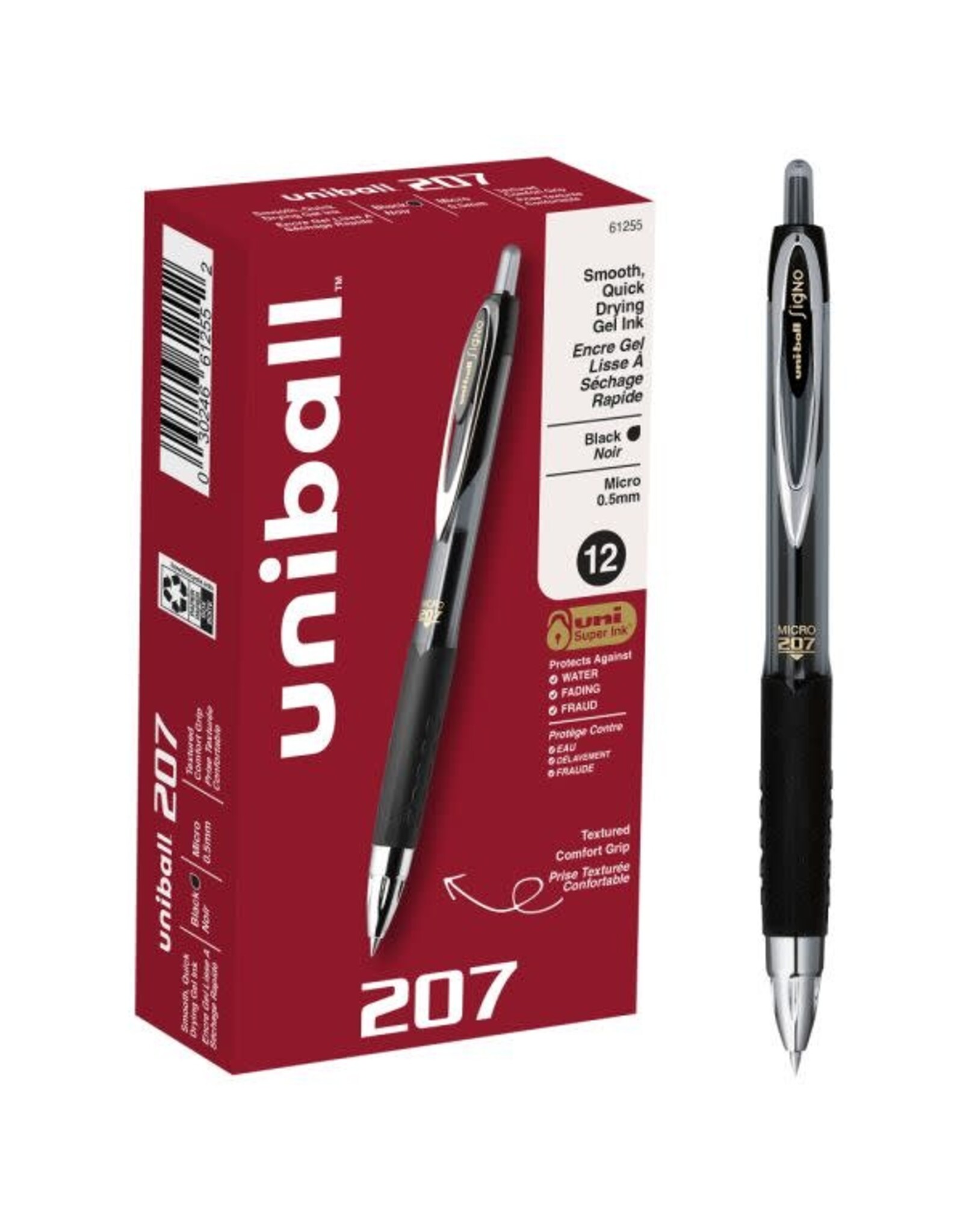 UNIBALL GEL PEN:  207 RETRACTABLE 0.5MM BLACK