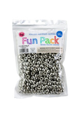 PONY BEADS: METALLIC SILVER 6mmX9mm 500 PACK