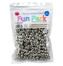 PONY BEADS: METALLIC SILVER 6mmX9mm 500 PACK