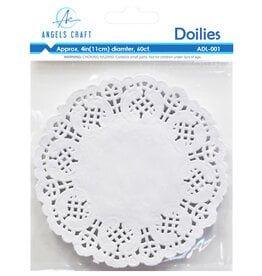PAPER LACE DOILIES: 4" ROUND WHITE 60 PACK
