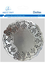 PAPER LACE DOILIES: 4"  ROUND SILVER 30 PACK