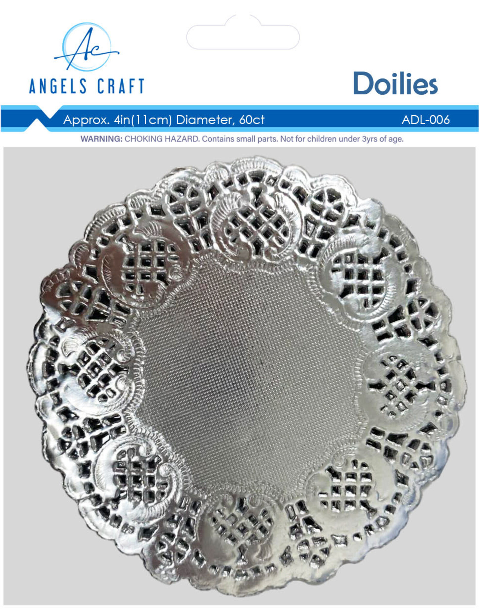 PAPER LACE DOILIES: 4"  ROUND SILVER 30 PACK