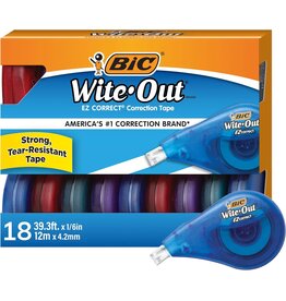 BIC WITE- OUT - CORRECTION TAPE  - 18 PACK