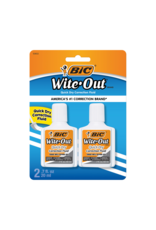 BIC- WITE OUT - CORRECTION FLUID -  WITH BRUSH - 2 PACK