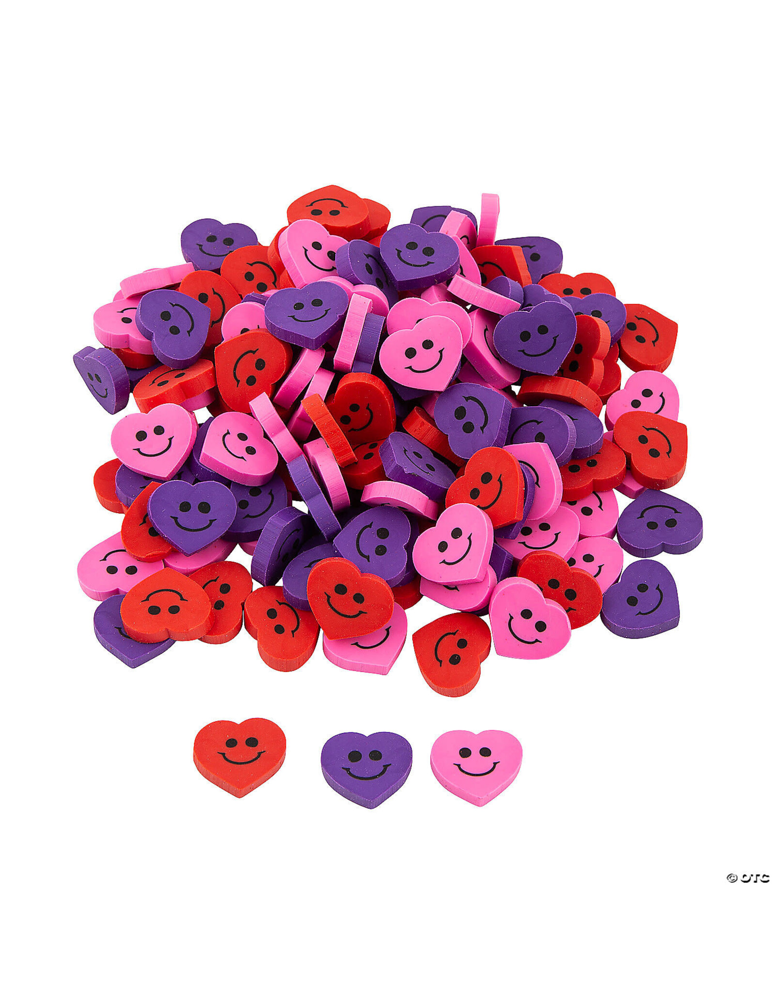 ERASER  MINI SMILE FACE HEART 24PCS