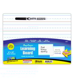 DOUBLE SIDED LINED DRY ERASE LEARNING BOARD WITH MARKER 9"X12"