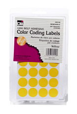 COLOR CODING STICKER   3/4" ROUND YELLOW - 1000 PACK