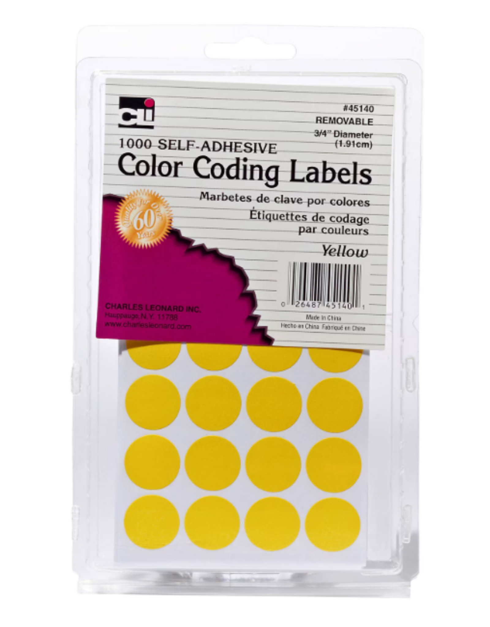 COLOR CODING STICKER   3/4" ROUND YELLOW - 1000 PACK