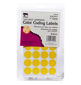 COLOR CODING STICKER   3/4" ROUND YELLOW - 1000 PACK
