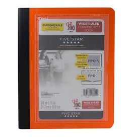 FIVE STAR COMPOSITION NOTEBOOK - 9 3/4"X7 1/2" WIDE RULED 120 SHEETS, WITH CLEAR COVER