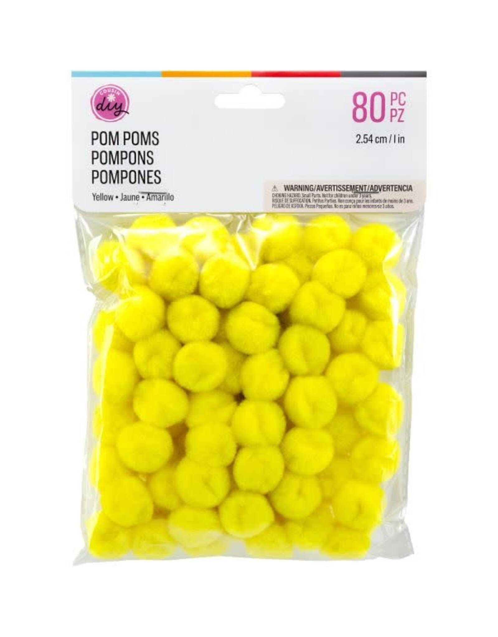 POM POMS: 1" YELLOW 80 PACK