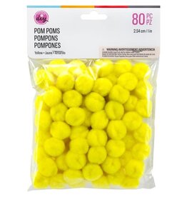 POM POMS: 1" YELLOW 80 PACK