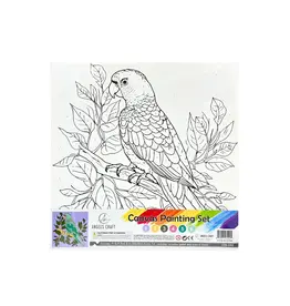 CANVAS PAINTING SET- PARROT 11.8"X11.8" WITH PAINT AND BRUSH