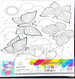 CANVAS PAINTING SET- BUTTERFLIES 11.8"X11.8" WITH PAINT AND BRUSH