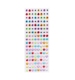 RHINESTONE STICKER: 10MM ASSORTED COLORS 144 PACK