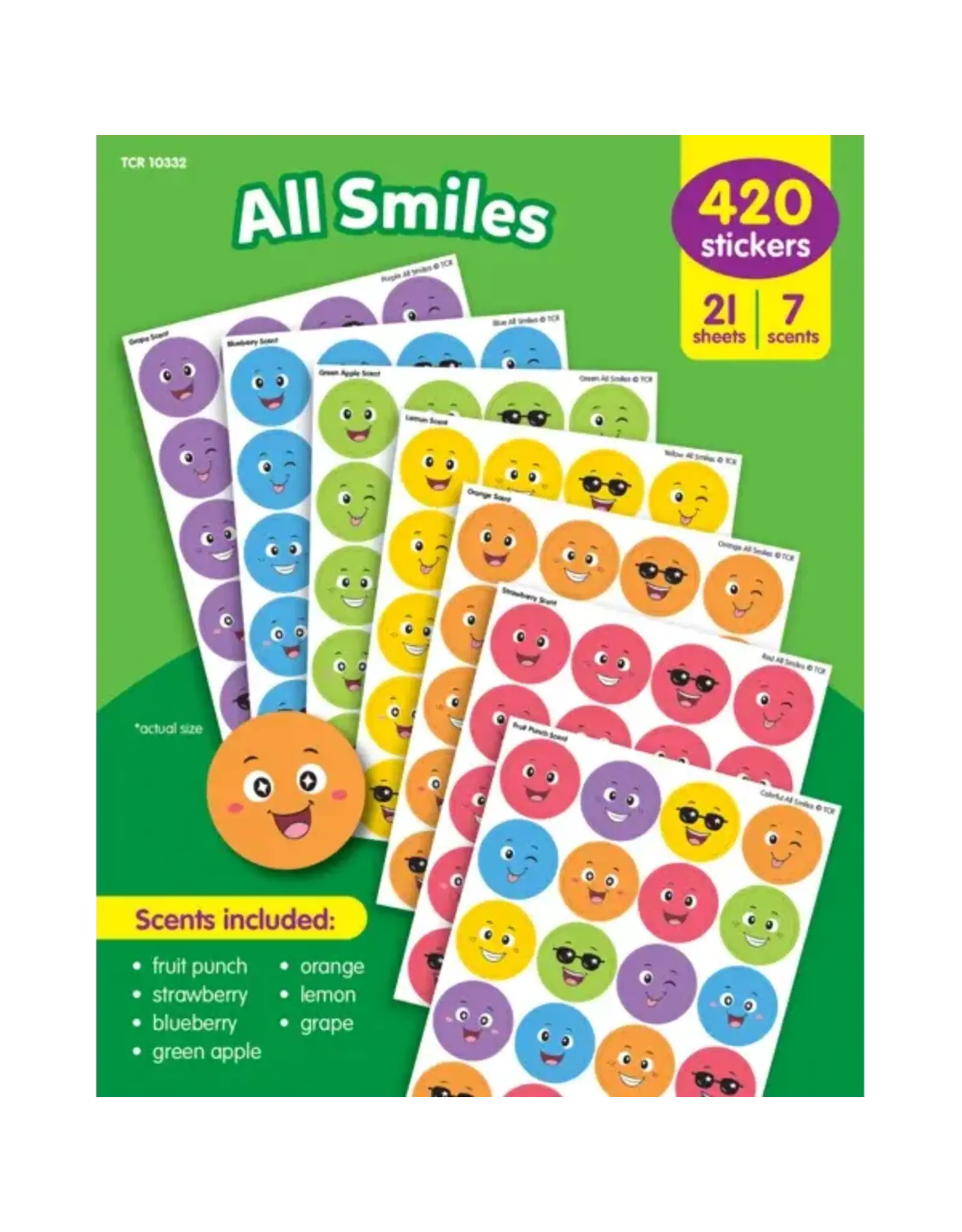 SCENTED STICKER ALL SMILE ASSORTED 21 SHEETS 420 STICKERS